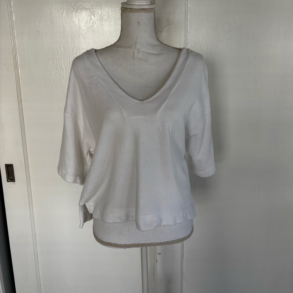 White Enzo Costa V-Neck Women's Top